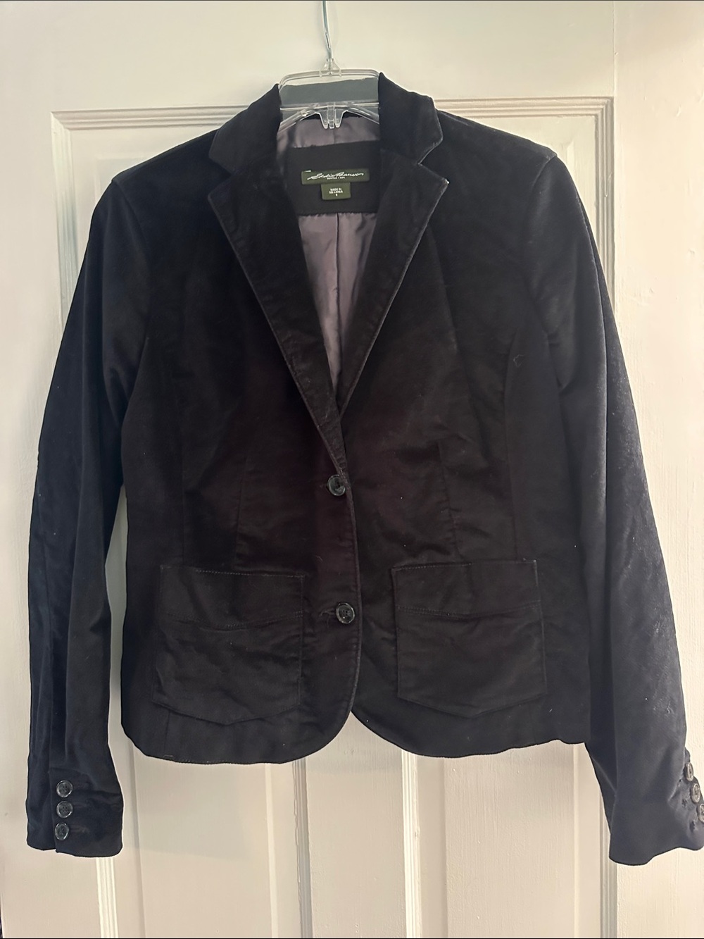 Eddie Bauer Black Velvet Blazer with Patch Pockets